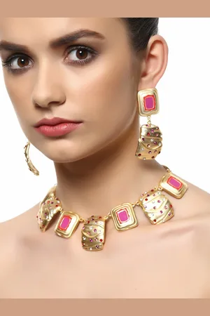 ESTELE Gold Plated Geometric Shaped Designer Jewellery Set