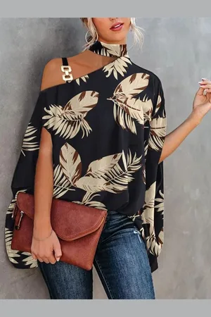 Stylecast Floral Print One Shoulder Cold-Shoulder Top