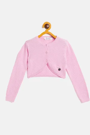 JWAAQ Girls Self Design Pure Cotton Open Front Shrug