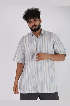 Brown brothers Relaxed Striped Spread Collar Short Sleeves Oversized Casual Shirt