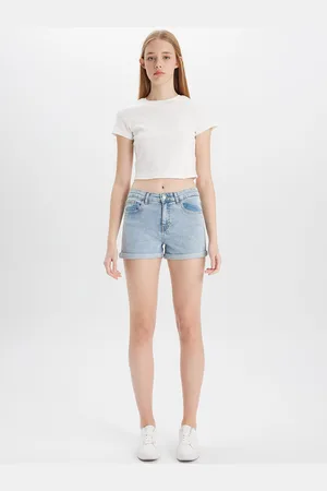 DeFacto Women Washed Denim Cotton Shorts Technology