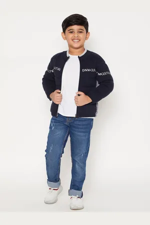 JWAAQ Boys Typography Printed Cardigan