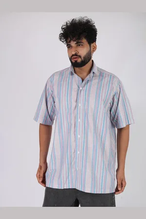 Brown brothers Relaxed Multi Striped Spread Collar Short Sleeves Casual Shirt