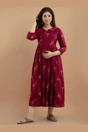 DRESSAR Floral Printed Maternity Anarkali Kurta