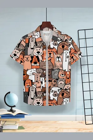 HELLCAT Boys Cotton Printed Opaque Casual Shirt