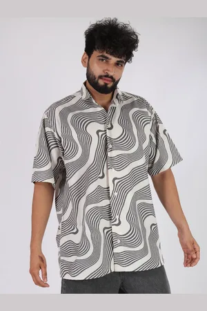 Brown brothers Relaxed Abstract Printed Spread Collar Oversized Casual Shirt