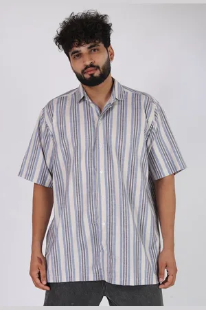 Brown brothers Relaxed Multi Striped Spread Collar Short Sleeves Oversized Casual Shirt
