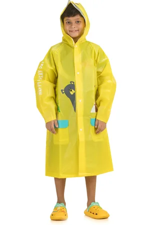 Yellow bee Boys Printed Hooded Rain Jacket