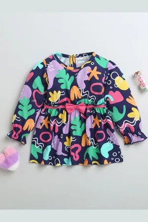 BUMZEE Girls Printed Cotton Fit & Flare Dress