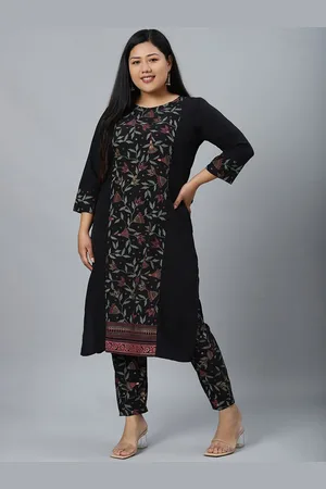 Sztori Plus Size Floral Printed Straight Kurta With Trouser