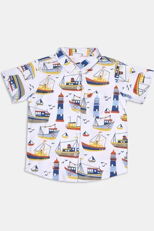 YK Boys Printed Short Sleeves Pure Cotton Shirt With Shorts