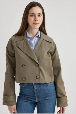 DeFacto Women Colourblocked Crop Tailored Jacket with Patchwork