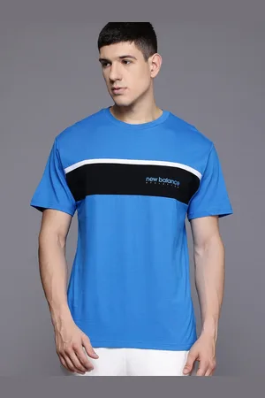 New Balance Striped Drop-Shoulder Sleeves Pure Cotton Relaxed T-shirt