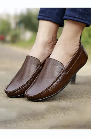 HERE&NOW MenTextured Round Toe Slip-on Formal Loafers