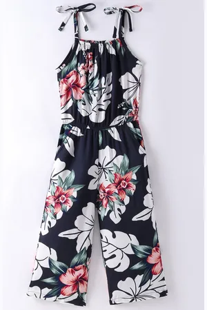CrayonFlakes Girls Printed Shoulder Straps Basic Jumpsuit