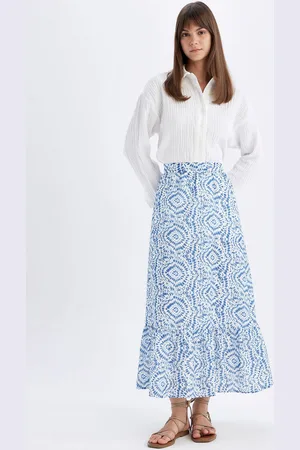DeFacto Women Pure Cotton Printed A-Line Maxi Skirt