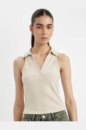 DeFacto Women Solid Cotton Shirt Style Top