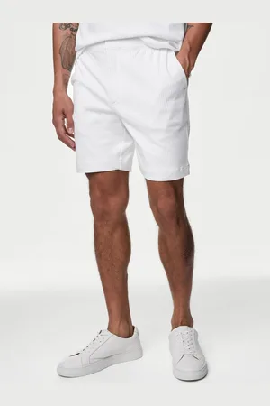 Marks & Spencer Men Striped Mid-Rise Pure Cotton Shorts