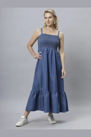 Roadster The Lifestyle Co Shoulder Straps Tiered Fit & Flare Maxi Dress
