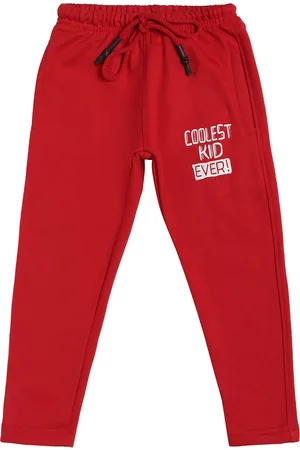 DYCA Boys Red Solid Regular Fit Cotton Track Pants