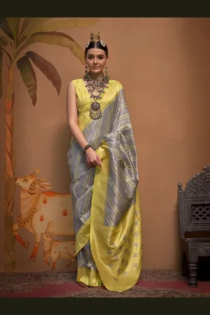 ELORA Woven Design Striped Saree