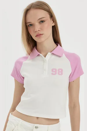 DeFacto Women Polo Collar Applique T-shirt