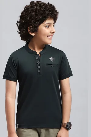 Monte Carlo Boys Mandarin Collar Cotton T-shirt