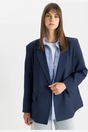 DeFacto Women Notched Lapel Collar Double Breasted Formal Blazer