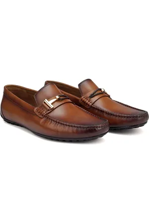 ROSSO BRUNELLO Men Round Toe Leather Formal Loafers