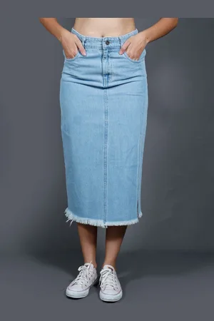 Roadster The Lifestyle Co. Denim Straight Midi Side Slit Skirt
