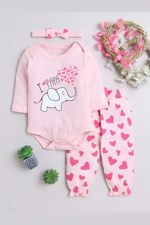 BUMZEE Infants Girls Printed Pure Cotton Bodysuit & Joggers