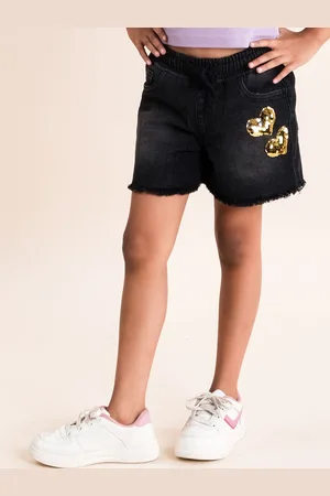KiddoPanti Girls Washed Denim Denim Shorts