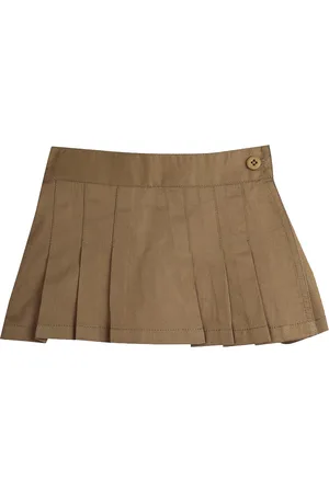 YK Girls Regular Fit Knife Pleated Mid-Rise Cotton Shorts