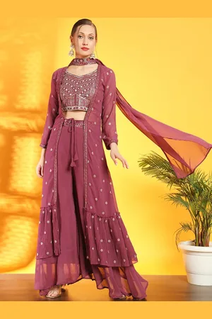 Chhabra 555 Embroidered Top With Jacket Palazzos & Dupatta