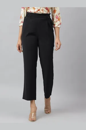 Latin Quarters Women Straight Fit High-Rise Trousers