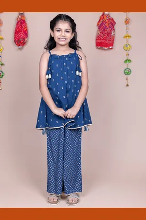 HERE&NOW Girls Ethnic Motifs Printed Kurti with Palazzos