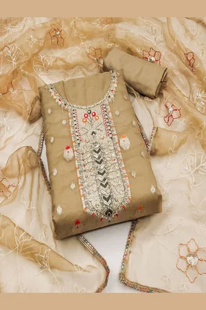 Lilots Ethnic Motifs Woven Design Sequinned Organza Jacquad Unstitched Dress Material