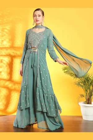 Chhabra 555 Embroidered Top With Jacket Palazzos & Dupatta
