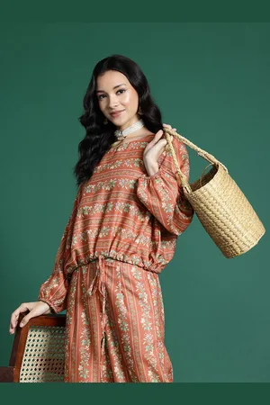 Sangria Floral Printed Tie-Up Ethnic Co-Ords