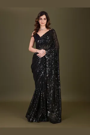 Trendmalls Sequin Embellished Pure Georgette Saree