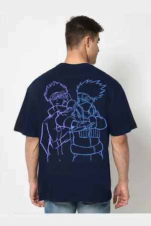 COMICSENSE Anime Naruto Printed Drop-Shoulder Sleeves Cotton Oversized T-shirt