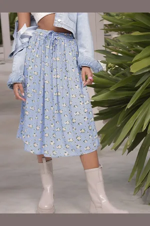 DressBerry Blooming Floral Pleated A-Line Skirt