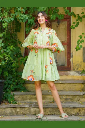 Ambraee Floral Printed A-Line Dress