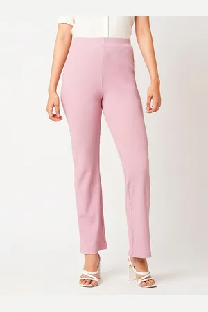 Globus Pink Women Self Design Mid-Rise Slim Fit Bootcut Stretchable Treggings