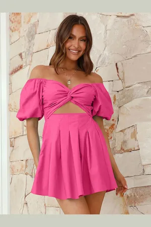 LULU & SKY Women Off-Shoulder Flared Sleeve Fit & Flare Mini Dress