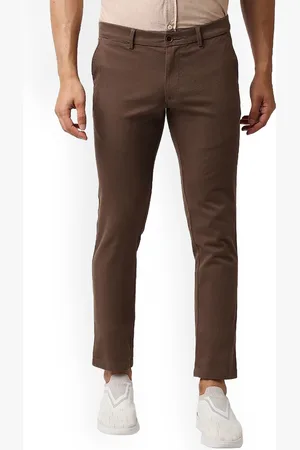 Basics Men Slim Fit Mid Rise Cotton Regular Trousers