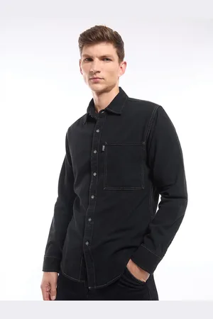 Beyoung Men Classic Spread Collar Solid Cotton Casual Shirt