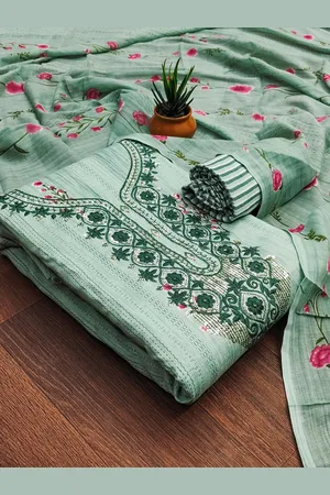 MANVAA Floral Printed Sequinned Dress Material