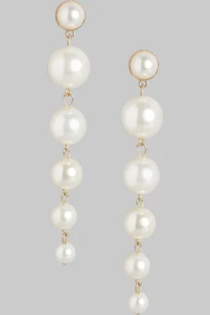 DN Creation Artificial Beads Gold Plated Drop Earrings