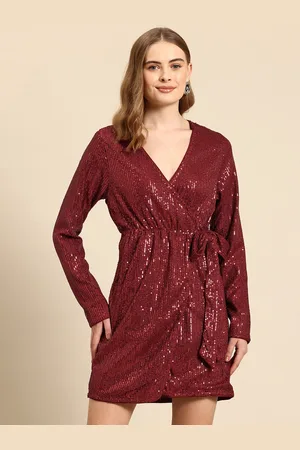 Mast & Harbour Sequinned Embellished Party Wrap Dress